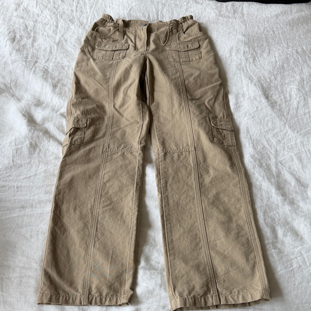 Aritzia Cargo Pants with Drawstring Waist in Tan